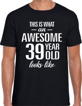 Awesome 39 year / 39 jaar cadeau t-shirt zwart heren L