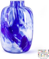 Design vaas Toronto - Fidrio DELFTS BLUE - glas, mondgeblazen - hoogte 27 cm
