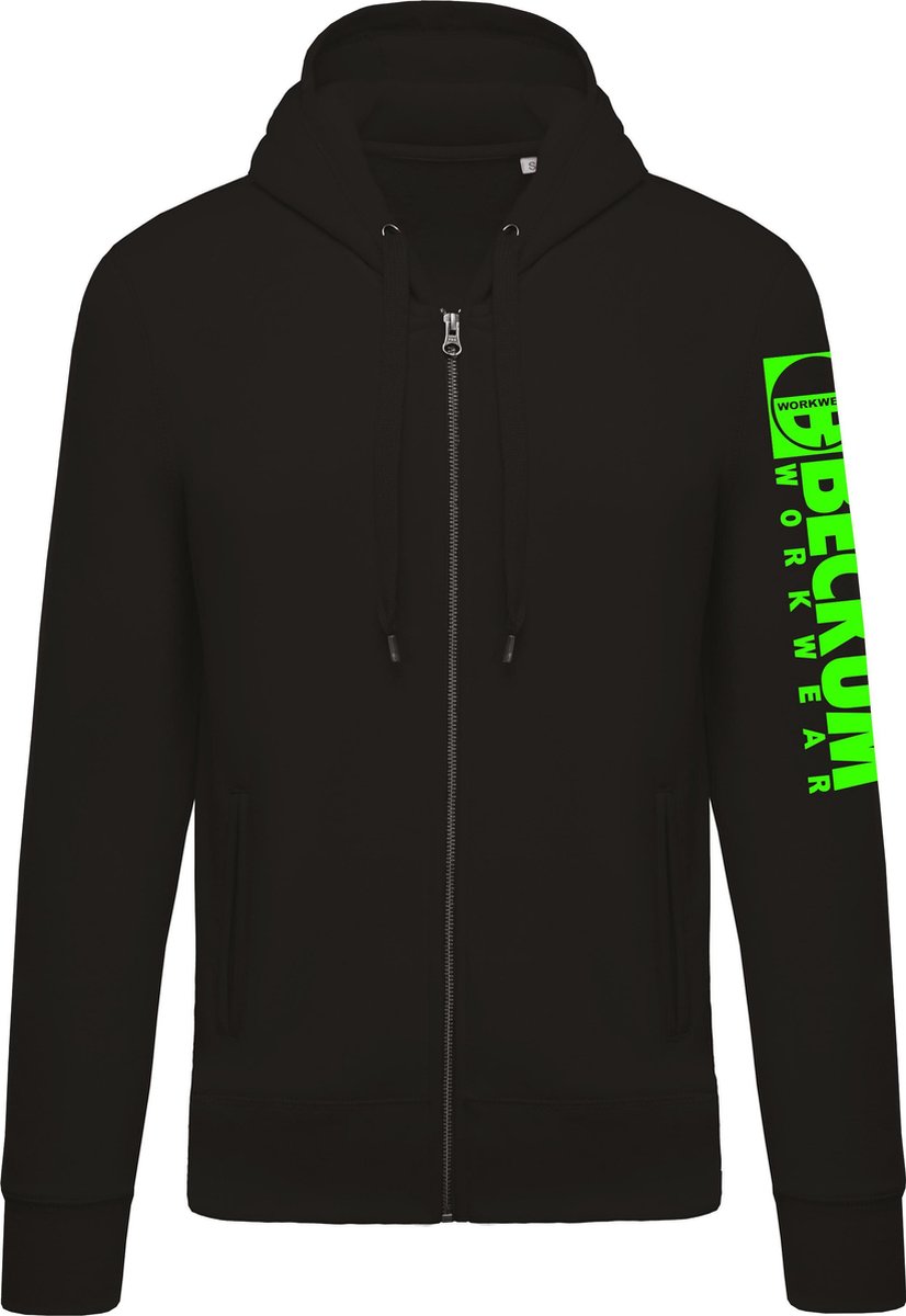 Beckum Workwear EBTR07 Hooded zip sweater met logo Zwart M