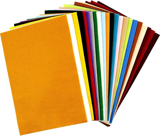 Foto: Hobbyvilt 20x30 cm 1 5 mm 180 200 gr diverse kleuren 24 div vellen