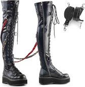 EU 37 = US 7 | EMILY-377 | 2 PF STR Over-the-Knee Lace-Up Boots, Side Zip