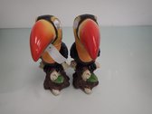 Toekan tuinbeeld set zwart (2 stuks)