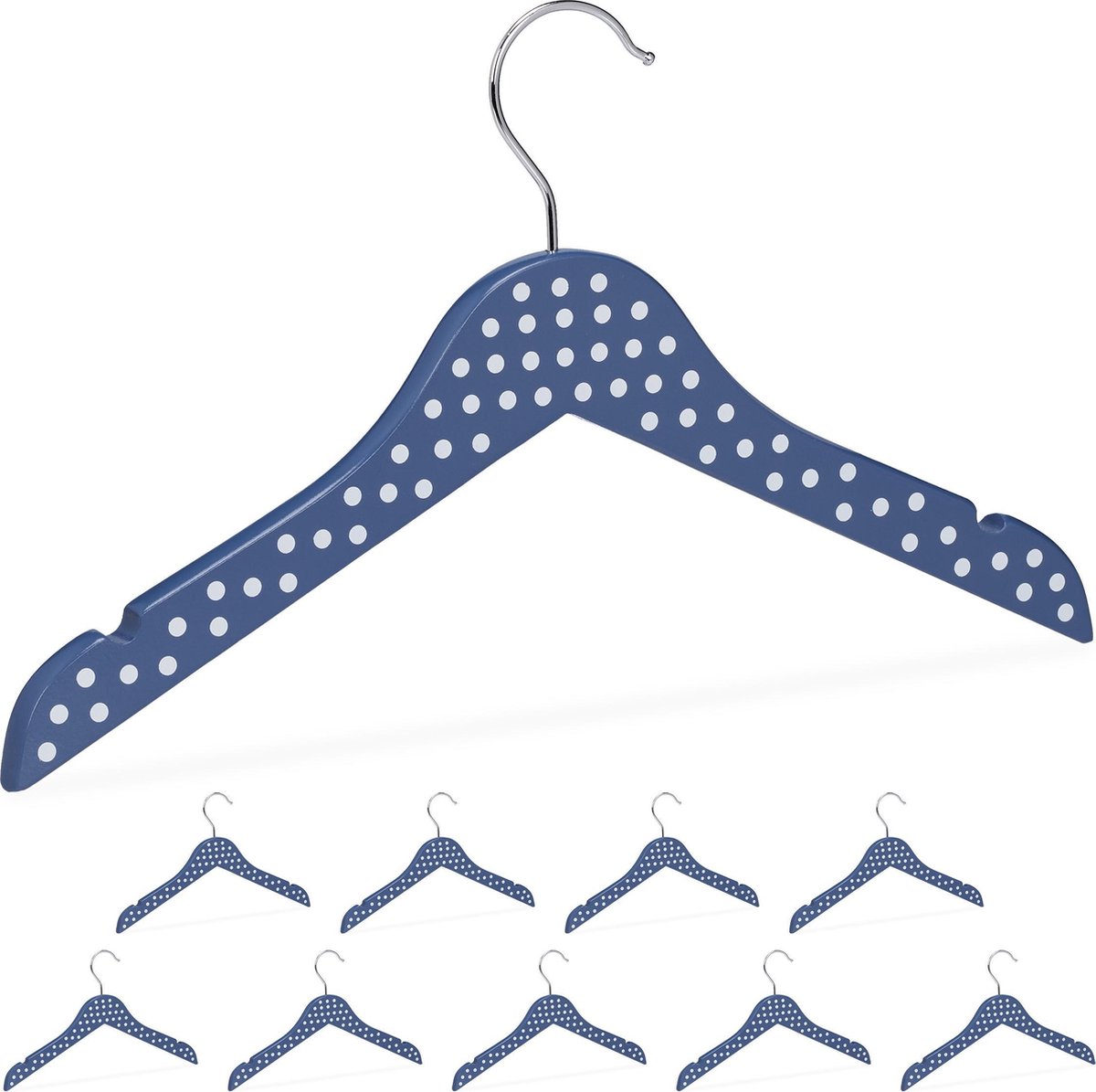 Relaxdays kinder kledinghangers hout 10 stuks houten kleerhangers