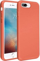 Silicone case geschikt voor Apple iPhone 8 Plus / 7 Plus - oranje + glazen screen protector