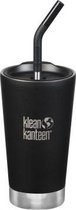 Klean Kanteen - Insulated Tumbler (473ml) - Vacuum isolerende drinkbeker met rietje - Shale Black