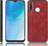 Voor Vivo Y19 schokbestendig naaien koe patroon huid PC + PU + TPU Case (rood)