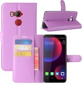 Voor HTC U11 EYEs Litchi Texture Horizontaal Flip Leren Case met Portemonnee & Houder & Kaartsleuven (Paars)