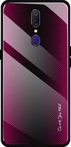 Voor OPPO F11 / A9 Texture Gradient Glass Protective Case (Rose Red)