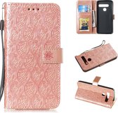 Geperst Printing Rattan Flower Pattern Horizontal Flip PU Leather Case for LG G8 ThinQ / G8S ThinQ, with Holder & Card Slots & Wallet & Photo Frame (Rose Gold)