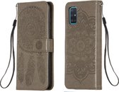 Voor Galaxy A51 Dream Catcher afdrukken Horizontale flip lederen tas met houder & kaartsleuven & portemonnee & lanyard (grijs)