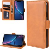 Dual-side magnetische gesp horizontale flip lederen case voor iPhone XR, met houder & kaartsleuven & fotolijst (geel)