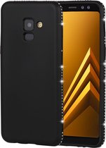 Crystal Decor Sides Smooth Surface Soft TPU beschermende achterkant van de behuizing voor Galaxy A8 (2018) (zwart)