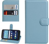 Voor lg k7 litchi textuur horizontale flip lederen tas met magnetische gesp en houder en kaartsleuven en portemonnee (blauw)