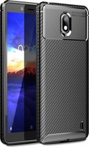 Carbon Fiber Texture Shockproof TPU Case voor Nokia 1 Plus (Zwart)