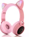 foto van Kinder hoofdtelefoon - Draadloze koptelefoon Bluetooth met led kattenoortjes roze