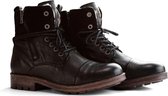 NoGRZ P.Post - Dames Leren enkellaars - Winter veterboots - Wol gevoerd - Zwart - Maat 37