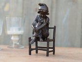 Tuinbeeld - bronzen beeld - Meisje zittend op stoel - Bronzartes - 16 cm hoog