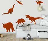 Muursticker Diverse Dinosaurus -  Bruin -  Vel -  baby en kinderkamer - jongens  baby en kinderkamer - baby  baby en kinderkamer  alle - Muursticker4Sale