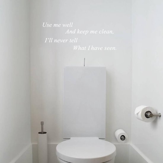 sextant Sijpelen Tien jaar Use Me Well Toilet - Wit - 40 x 15 cm - toilet engelse teksten -  Muursticker4Sale | bol.com
