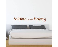 Muursticker Wake up & be Happy - Bruin - 120 x 16 cm slaapkamer