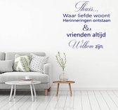Muursticker Thuis Waar Liefde Woont -  Donkerblauw -  80 x 80 cm  -  woonkamer  nederlandse teksten  alle - Muursticker4Sale