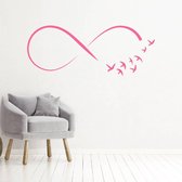 Muursticker Infinity Met Vogels -  Roze -  160 x 64 cm  -  woonkamer  slaapkamer  alle - Muursticker4Sale