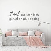 Muursticker Leef Met Een Lach Geniet En Pluk De Dag - Donkergrijs - 120 x 36 cm - woonkamer slaapkamer nederlandse teksten
