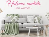 Muursticker Hakuna Matata No Worries -  Roze -  160 x 42 cm  -  engelse teksten  woonkamer  alle - Muursticker4Sale