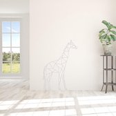Muursticker Giraffe Origami - Zilver - 120 x 83 cm - baby en kinderkamer - muursticker dieren alle muurstickers slaapkamer woonkamer origami