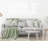 Muursticker Start The Day With A Smile -  Wit -  160 x 89 cm  -  slaapkamer  nederlandse teksten  woonkamer  engelse teksten  alle - Muursticker4Sale