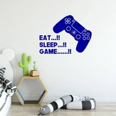 Sticker Muursticker Eat, Sleep Game - Bleu foncé - 140 x 105 cm - Muursticker4Sale