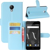 Voor Wiko Jerry 2 Litchi Texture horizontale flip lederen tas met houder & kaartsleuven & portemonnee (blauw)