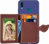 Bladgesp Lychee Texture Kaarthouder PU + TPU Case voor Huawei Enjoy 9 Plus / Y9 2019, met kaartsleuf & portemonnee & houder & fotolijst