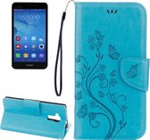 Voor Huawei Honor 5c Pressed Flowers Butterfly Pattern Horizontal Flip Leather Case met houder & kaartsleuven & portemonnee & lanyard (blauw)