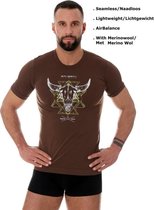 Brubeck Wandelshirt Heren - Naadloos Dun Lichtgewicht AirBalance T-Shirt met Merino Wol - Bruin S