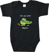 Rompertjes baby met tekst - See you later Alligator! - Romper zwart - Maat 50/56