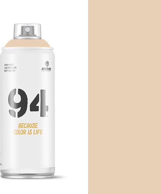 Aérosol avec logo '94' et texte 'BECAUSE COLOR IS LIFE' sur fond beige clair.