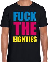 Fuck the eighties fun t-shirt met gekleurde letters - zwart -  heren - Fun shirt / kado t-shirt /  themafeest / 80s party XXL
