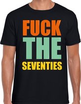 Fuck the seventies fun t-shirt zwart heren S