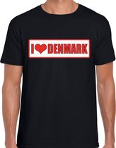 I love Denmark / Denemarken landen t-shirt zwart heren 2XL