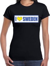 I love Sweden / Zweden landen t-shirt zwart - dames - Zweden landen shirt / kleding - EK / WK / Olympische spelen outfit M