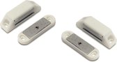 2x stuks magneetsnapper / magneetsnappers met metalen sluitplaat 6 x 1,6 x 1,6 cm - wit - deurstoppers / deurvastzetters / magneetbevestiging