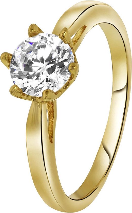 - Eve - Goldplated ring solitair zirkonia
