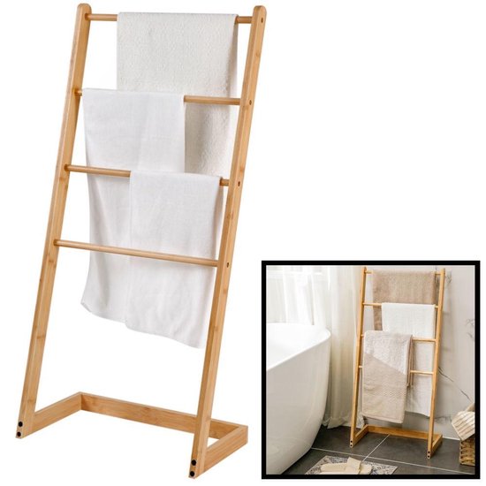 Decopatent® Vrijstaand handdoekenrek voor badkamer - Staand handdoekrek van  bamboe... | bol.com