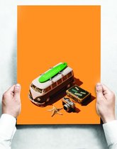 Wandbord: Volkswagen Busje Travel Summer  - 30 x 42 cm