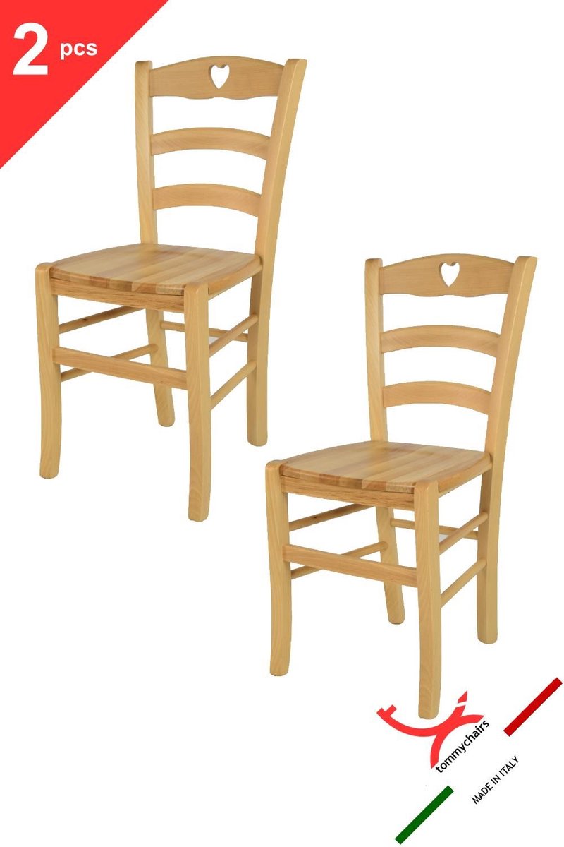 Tommychairs Cuore - Eetkamerstoelen - Set van 2 - Naturel - Hout