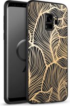 iMoshion Hoesje Geschikt voor Samsung Galaxy S9 Hoesje Siliconen - iMoshion Design hoesje - Goud / Zwart / Golden Leaves
