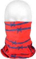 Multifunctionele morf sjaal rood met blauwe prikkeldraad print voor volwassenen - Gezichts bedekkers - Maskers voor mond - Windvangers