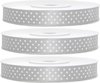 3x Hobby/decoratie zilveren satijnen sierlinten met witte stippen1,2 cm/12 mm x 25 meter - Cadeaulinten satijnlinten/ribbons - Zilveren linten met witte stippen - Hobbymateriaal benodigdheden - Verpakkingsmaterialen