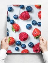 Wandbord: Minimalistisch Vers Fruit Aardbei Framboos Blauwbes - 30 x 42 cm